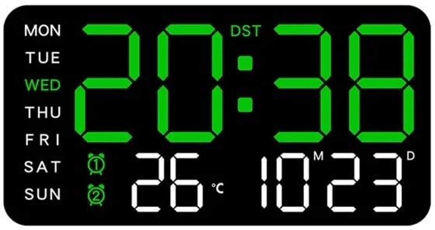 Image of SZELAM Digital Green Lights Black Body Clock