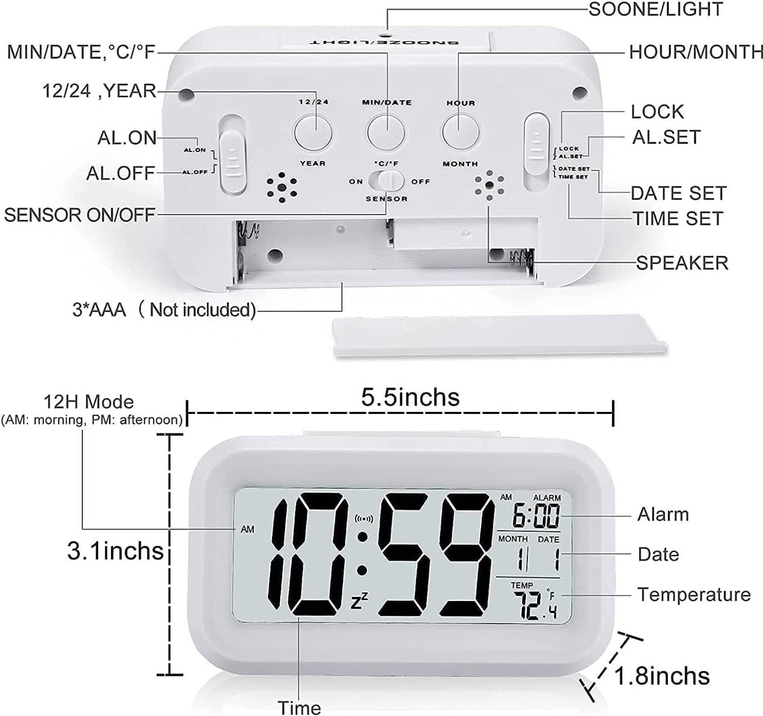 AERYS Digital White Clock - Image 3