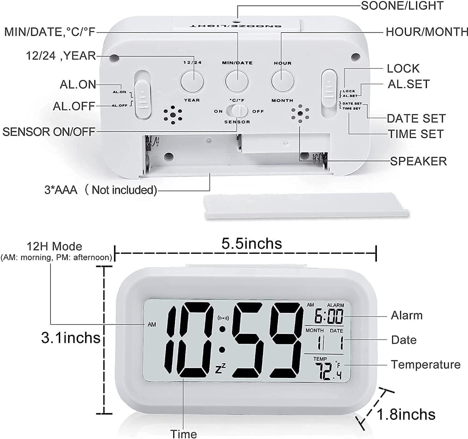 Image of AERYS Digital White Clock