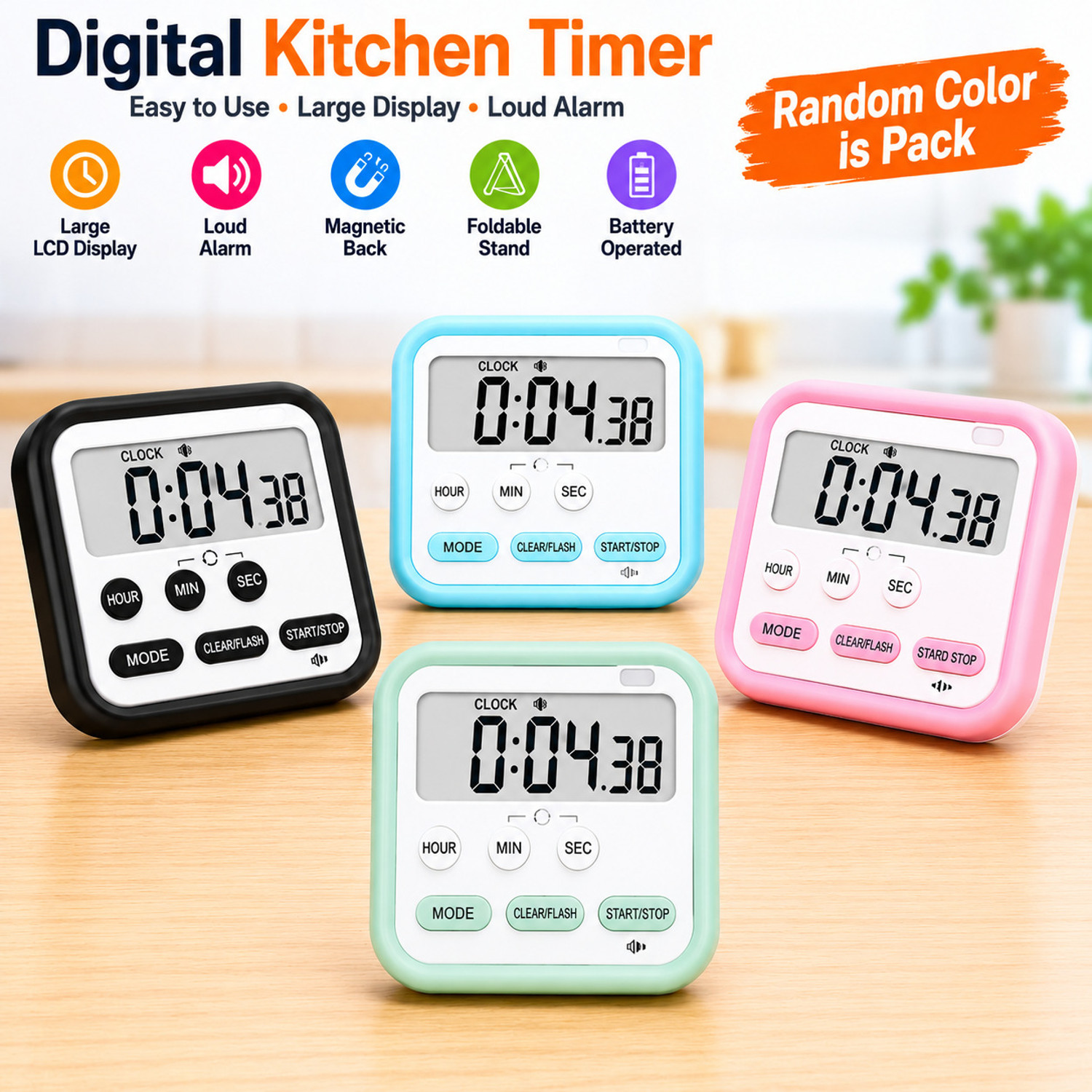 Image of EERAV Digital Green Clock