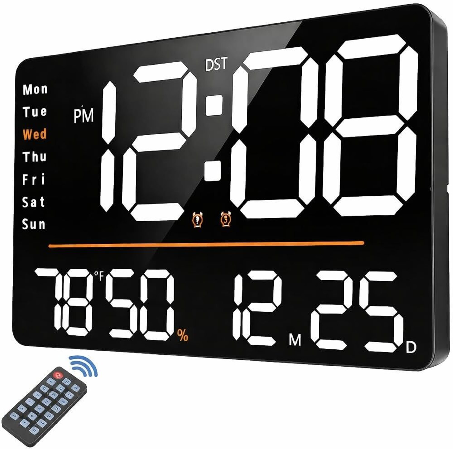 Image of AERYS Digital Wall Clock|Dual Alarm-Remote Control|Auto Dimmer|Temp&Humidity|Alarm for Home Clock