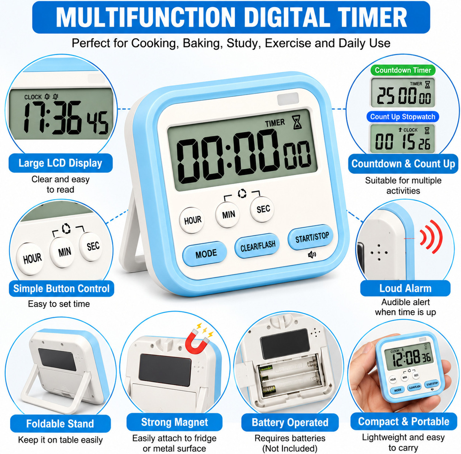 Image of Bazaar NXT Digital Blue Clock