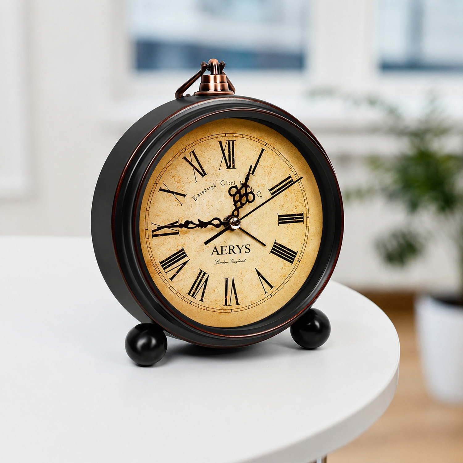 Image of AERYS Analog Roman Vintage Metal Frame Alarm Clock with Night Backlight Alarm Clock Clock