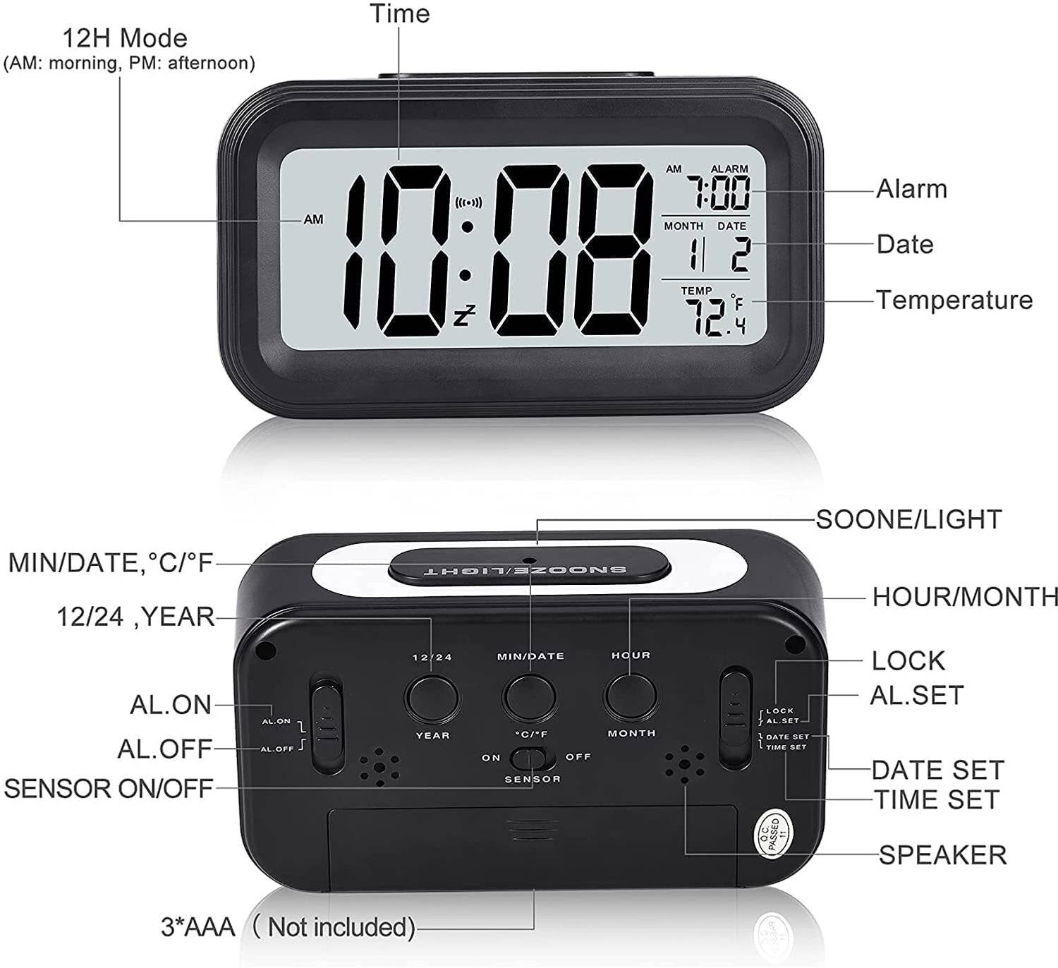 AERYS Digital Black Clock - Image 5