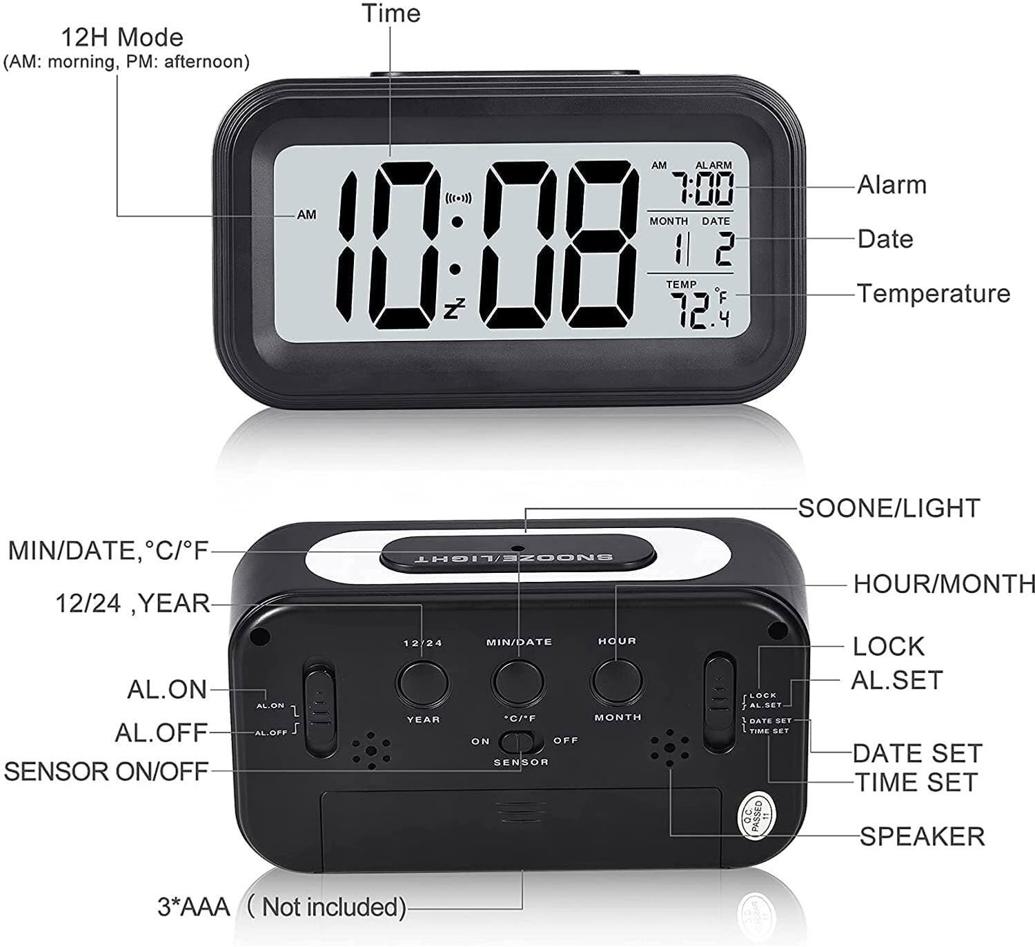Image of AERYS Digital Black Clock