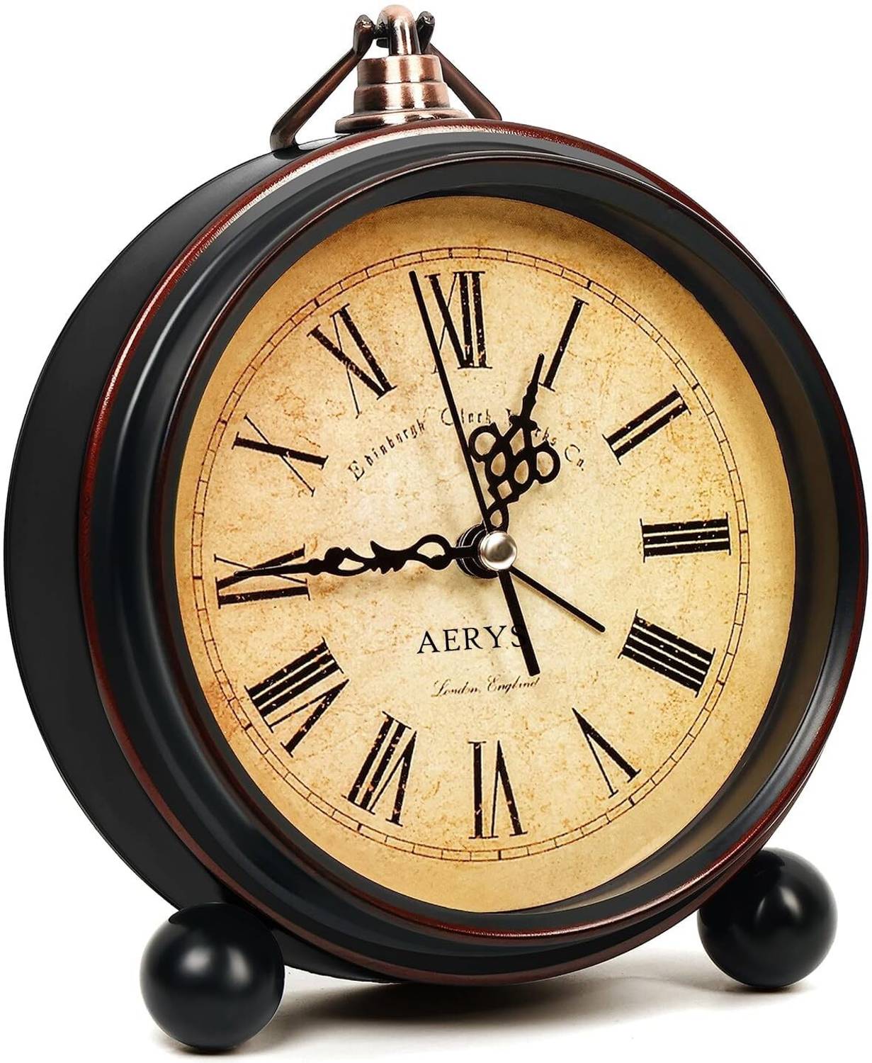 AERYS Analog Roman Vintage Metal Frame Alarm Clock with Night Backlight Alarm Clock Clock