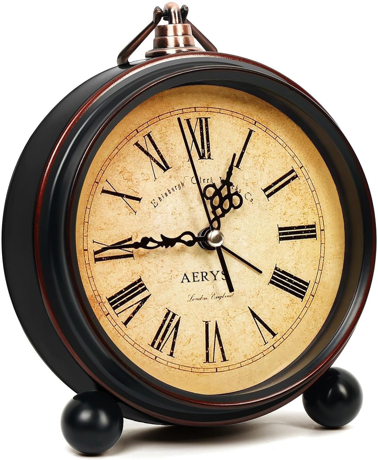 Image of AERYS Analog Roman Vintage Metal Frame Alarm Clock with Night Backlight Alarm Clock Clock
