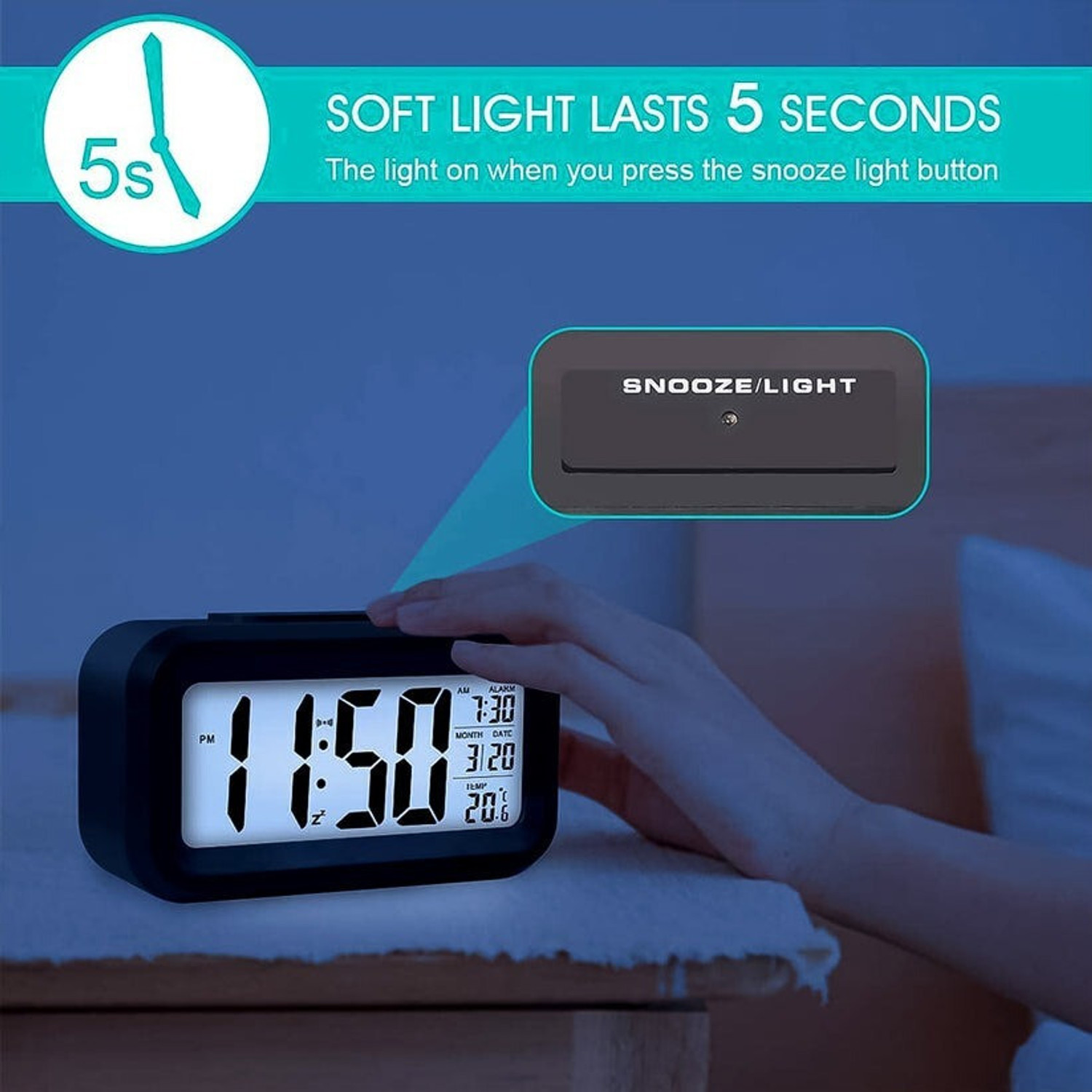 Image of DeoDap Digital Black Clock