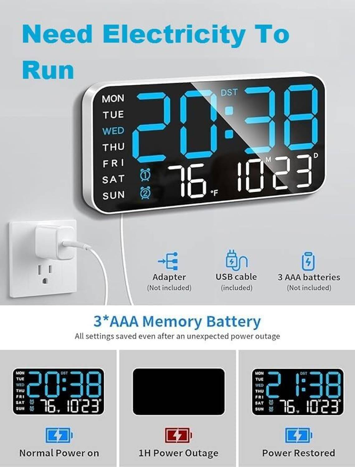 korvilenterprise 11 cm X 21.5 cm Digital Wall Clock - Image 3