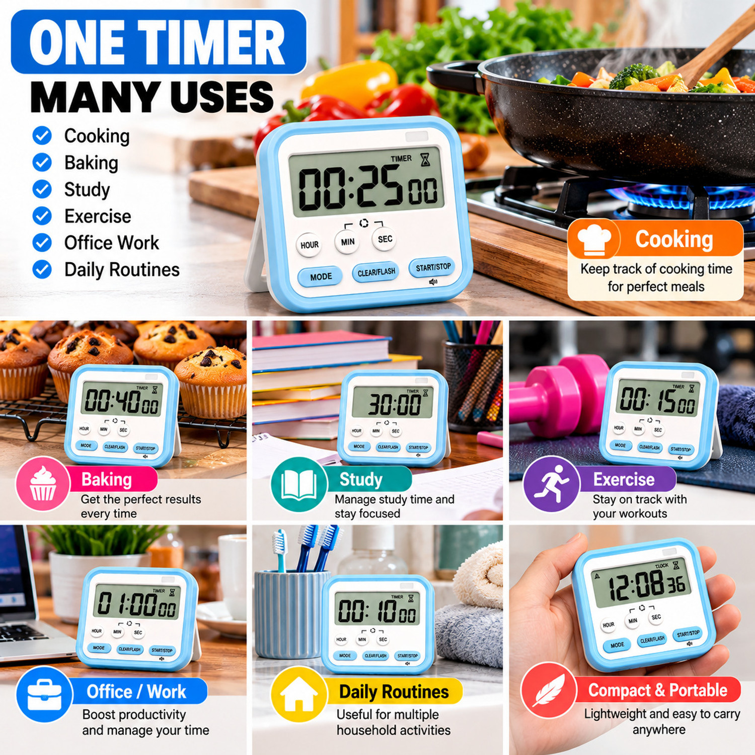 Image of Bazaar NXT Digital Blue Clock