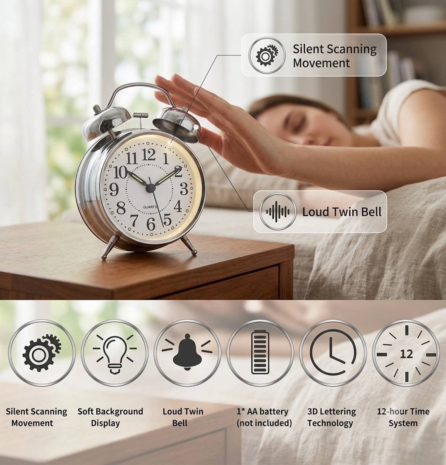 AERYS Analog White Clock - Image 3