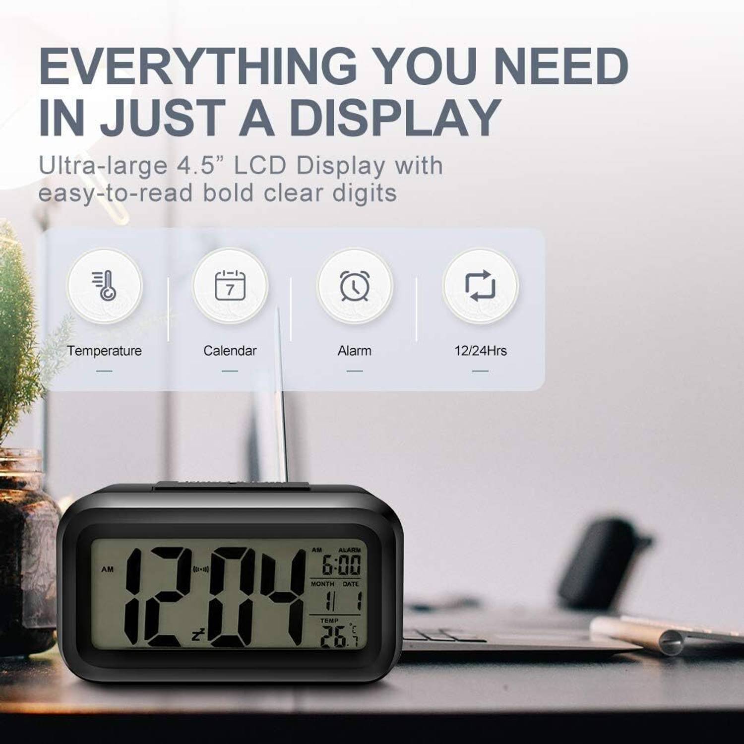 AERYS Digital Black Clock - Image 2