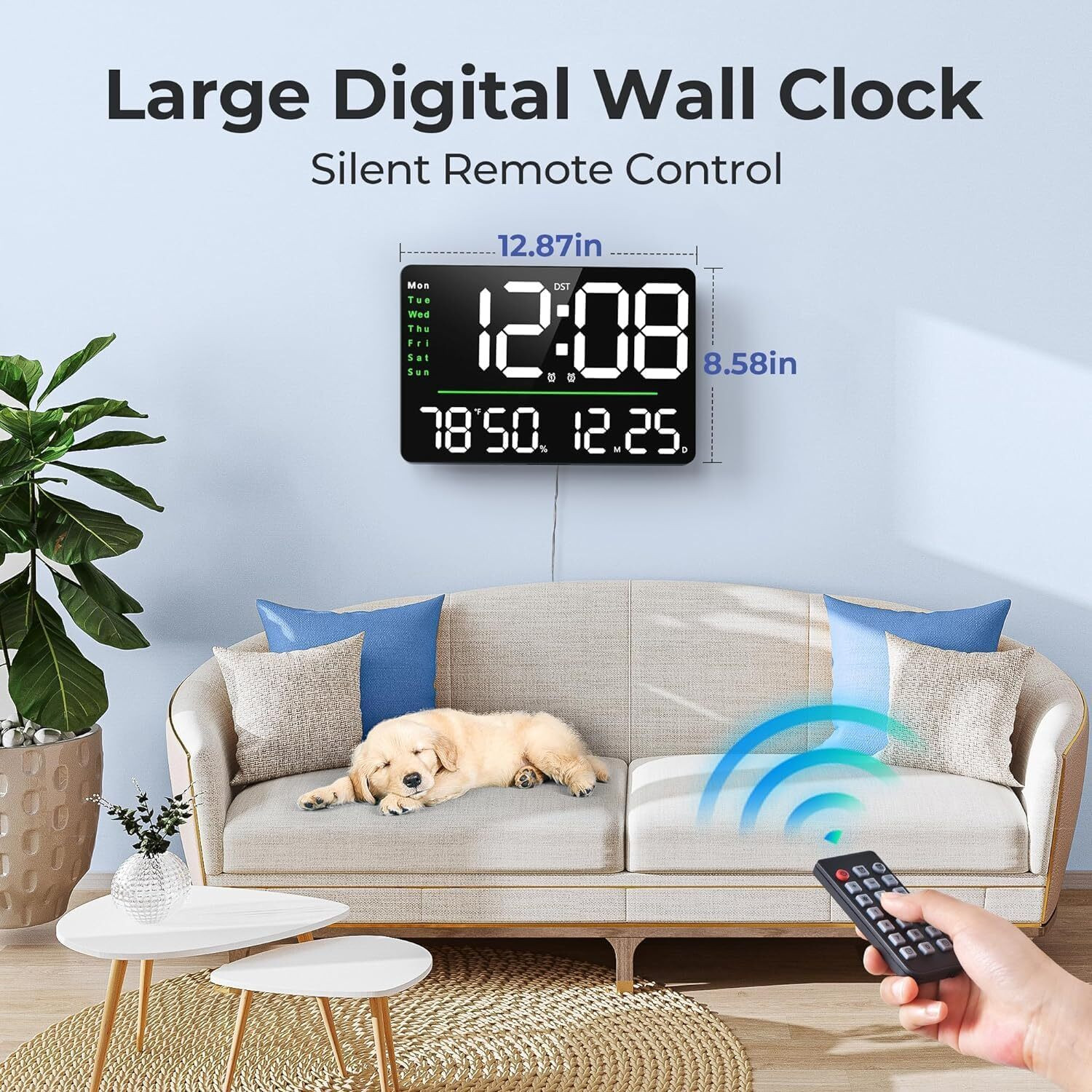 Image of AERYS Digital Wall Clock|Dual Alarm-Remote Control|Auto Dimmer|Temp&Humidity|Alarm for Home Clock