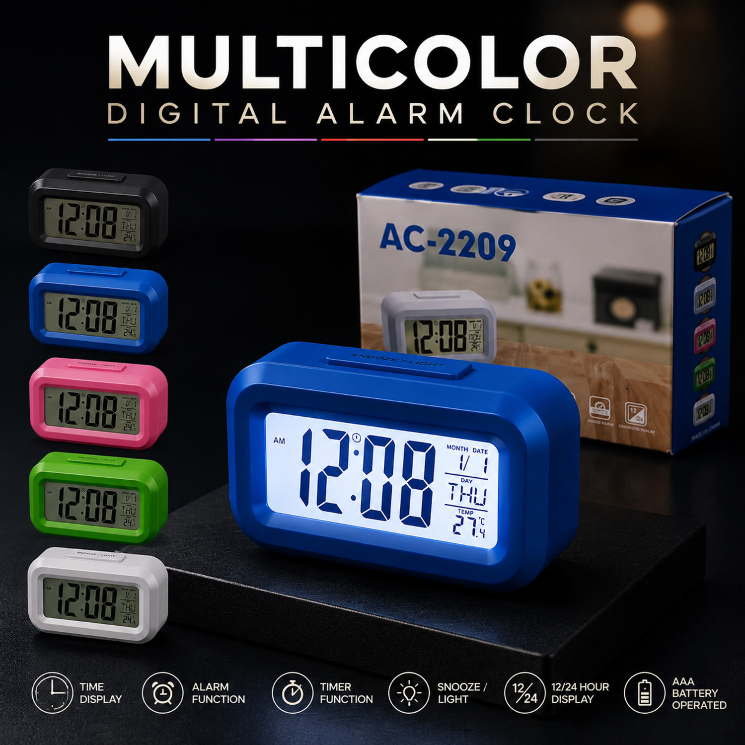 Image of Focusmart Digital Multicolor Clock
