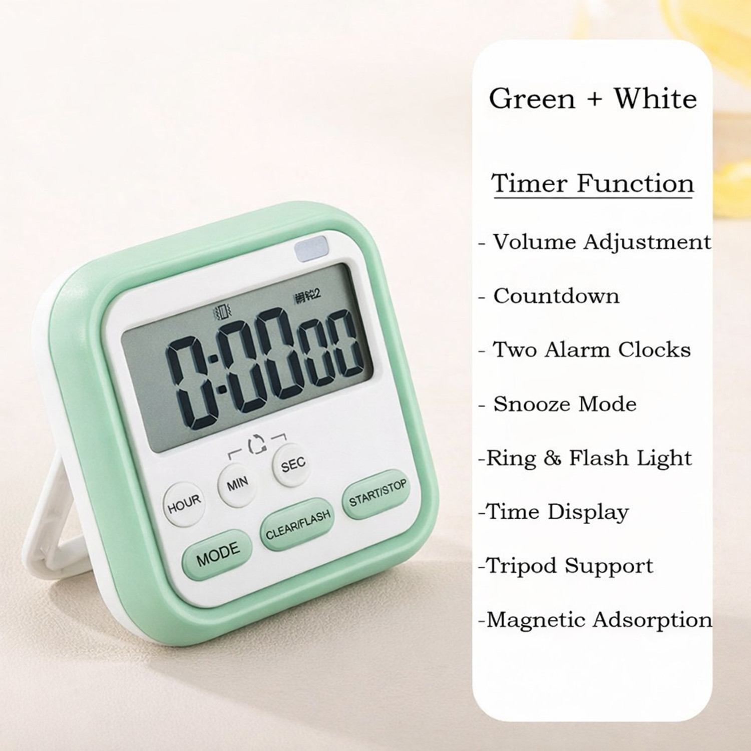 Image of EERAV Digital Green Clock
