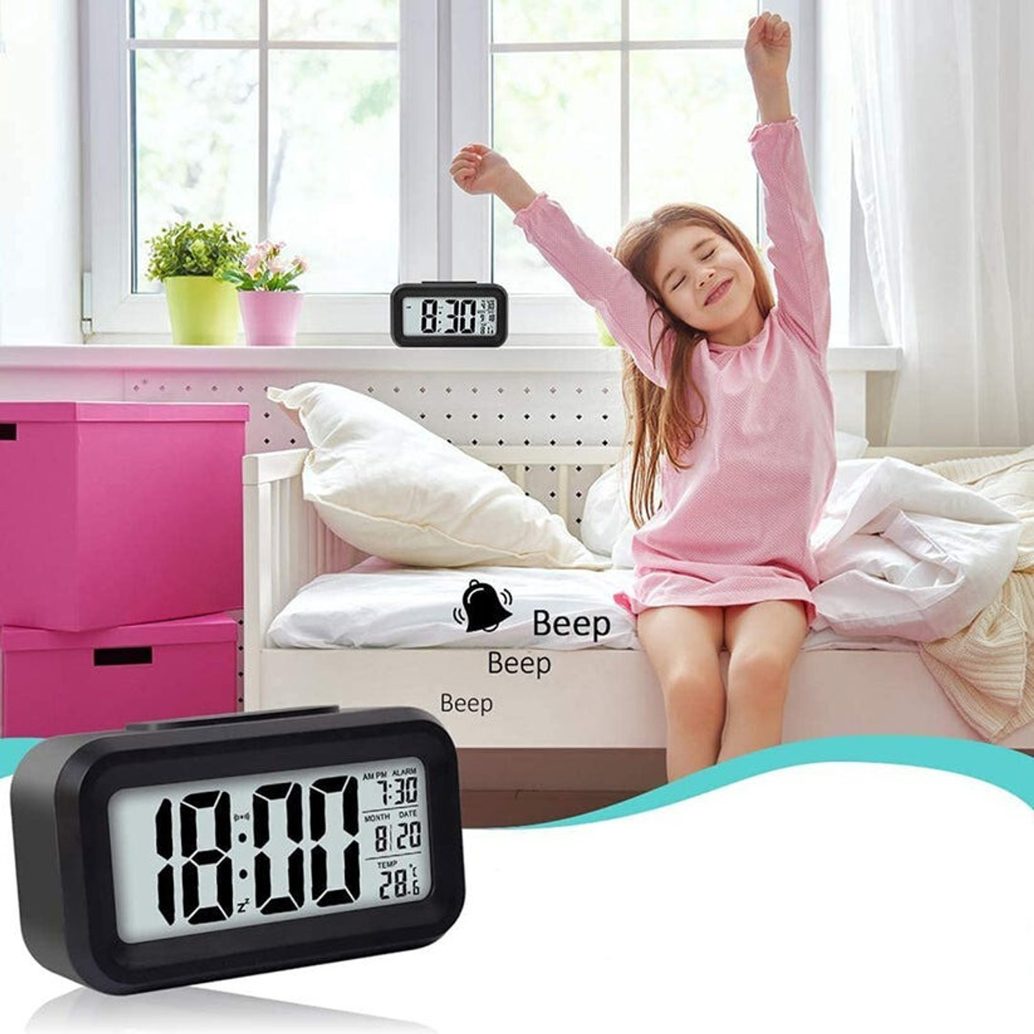 Image of DeoDap Digital Black Clock