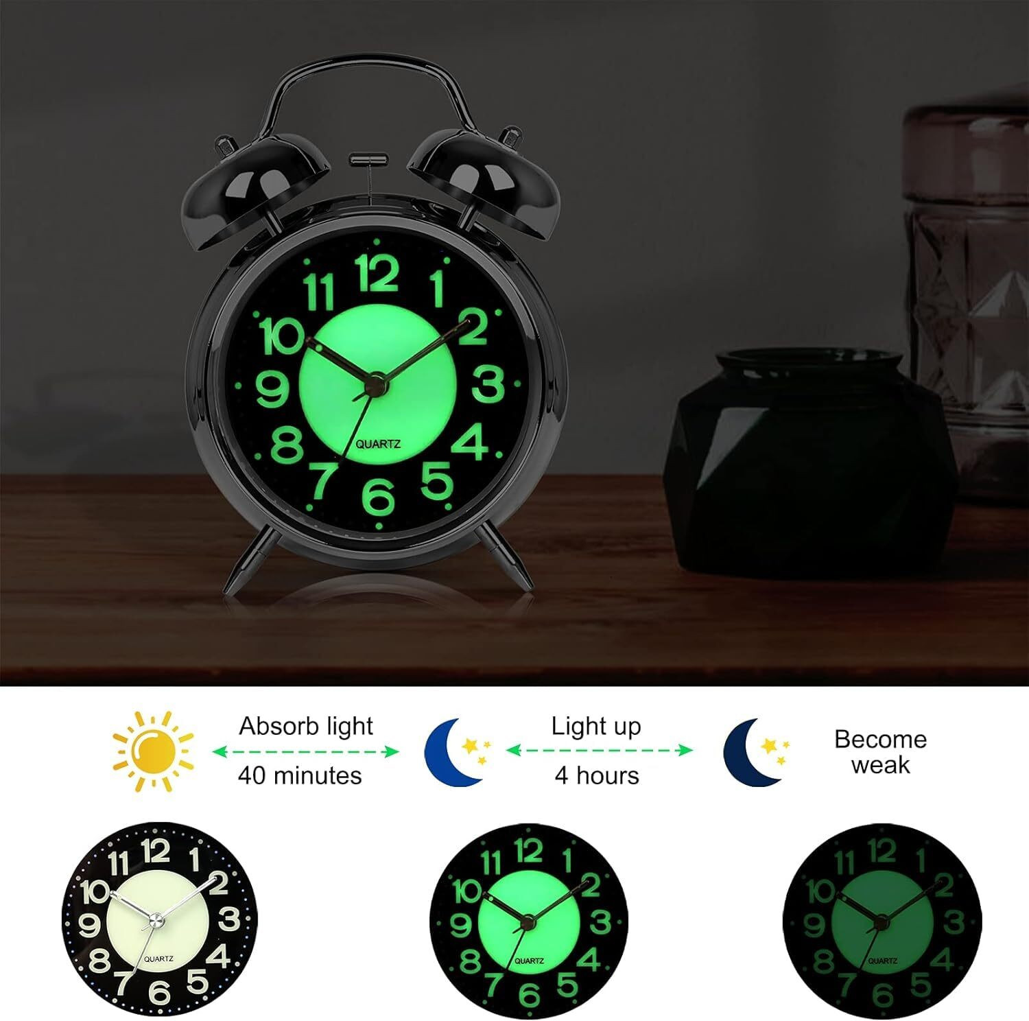 Image of ADOXER Analog Silver Clock