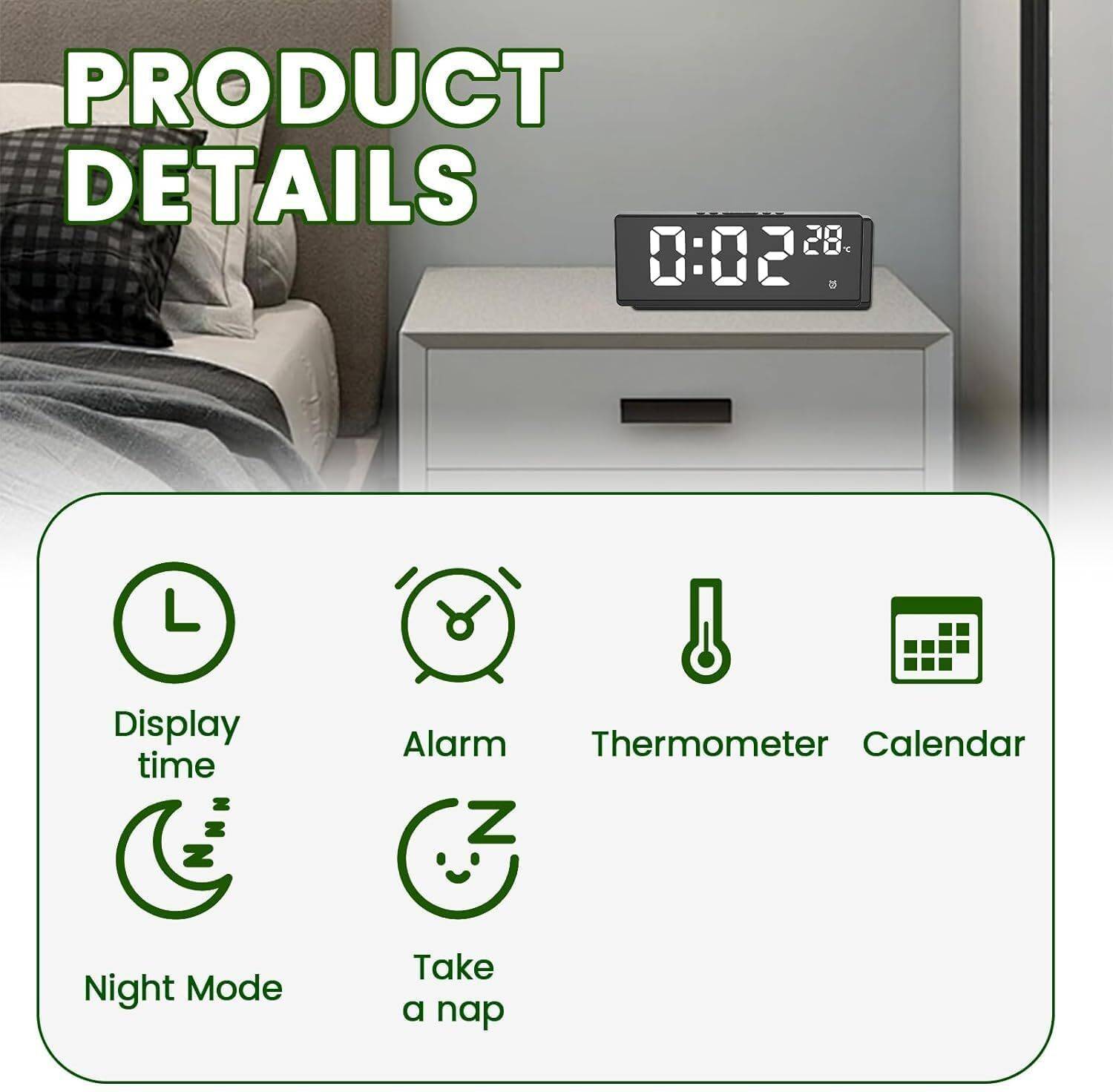 SATVAM Digital Black Clock - Image 4