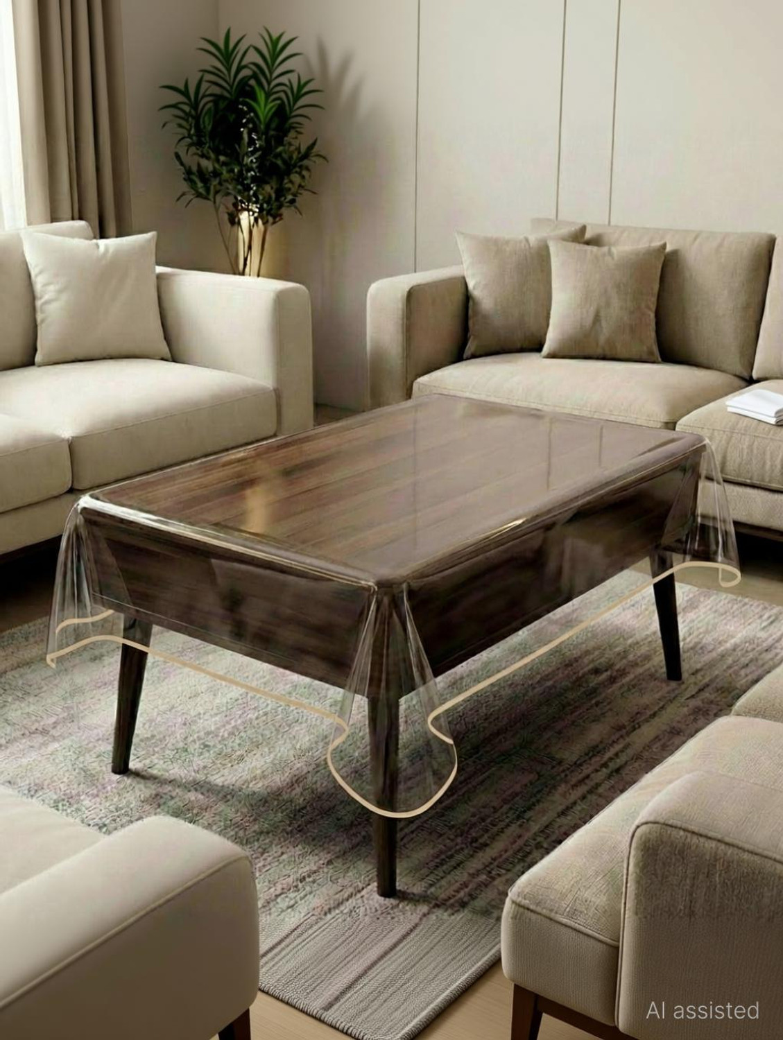 Image of Zyraan Decor PVC 4 Seater Solid Table Cover
