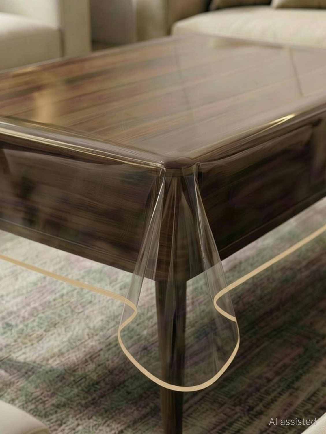 Image of Zyraan Decor PVC 4 Seater Solid Table Cover