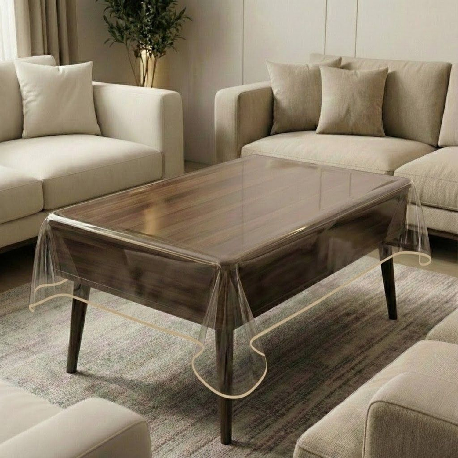 Image of Zyraan Decor PVC 4 Seater Solid Table Cover