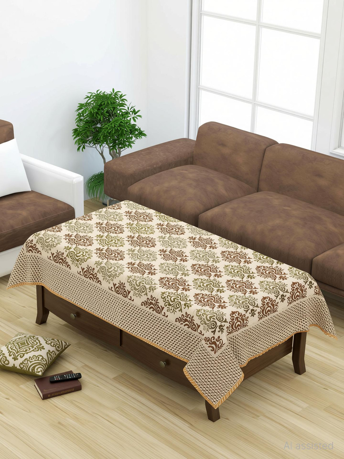 Image of Furnishing Hut Velvet 4 Seater Floral Table Cover