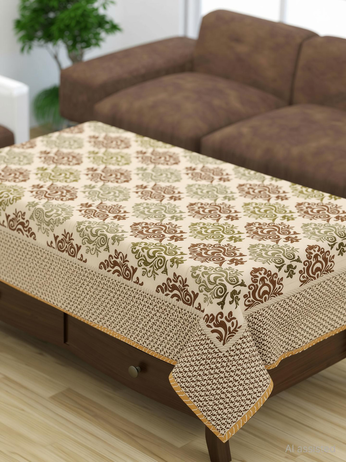 Image of Furnishing Hut Velvet 4 Seater Floral Table Cover