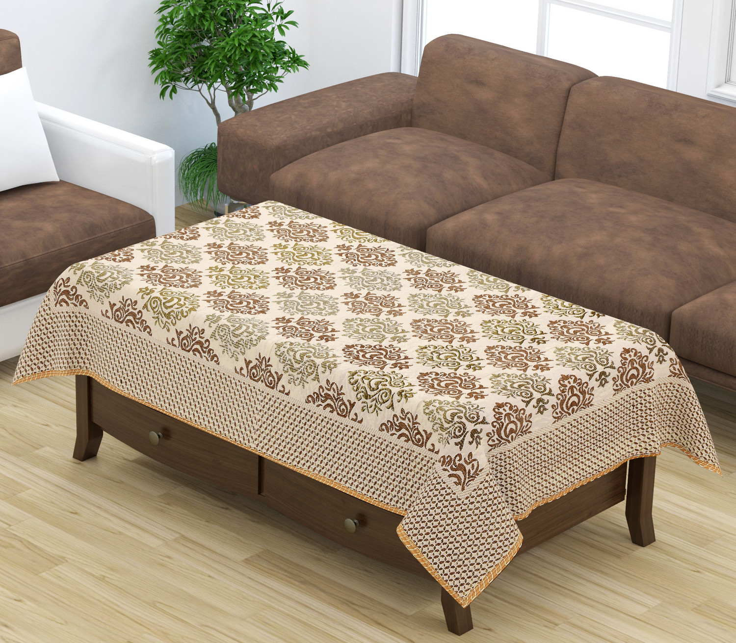 Image of Furnishing Hut Velvet 4 Seater Floral Table Cover