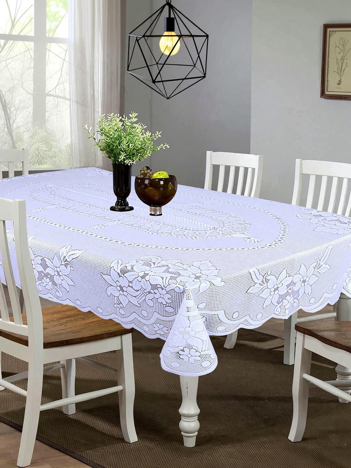 Image of EASTTARDOMM Cotton 6 Seater Floral Table Cover