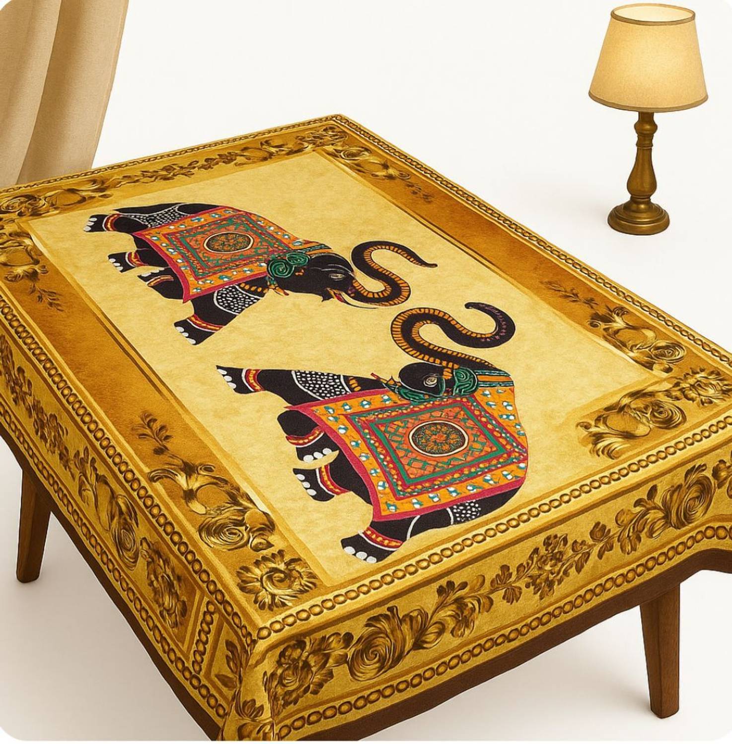 AAZEEM Polyester 4 Seater Printed Table Cover