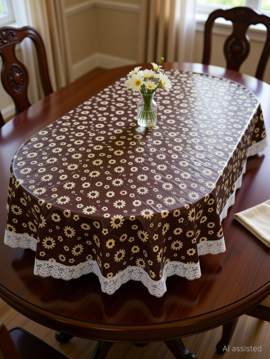 Image of ZITIN PVC 6 Seater Floral Table Cover