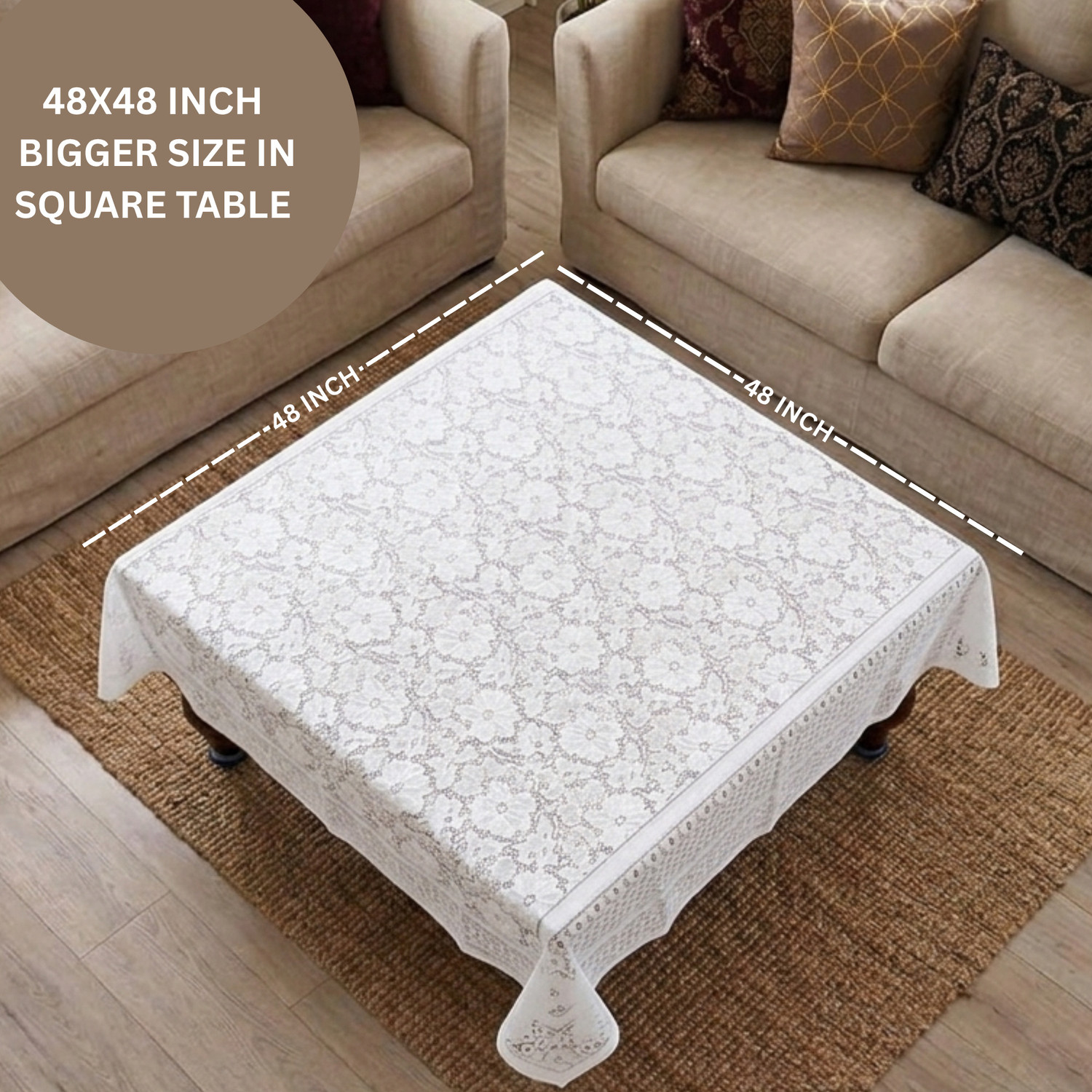 Image of kvc Cotton, Polyester, Silk 2 Seater Floral, Fleur-de-lis Table Cover