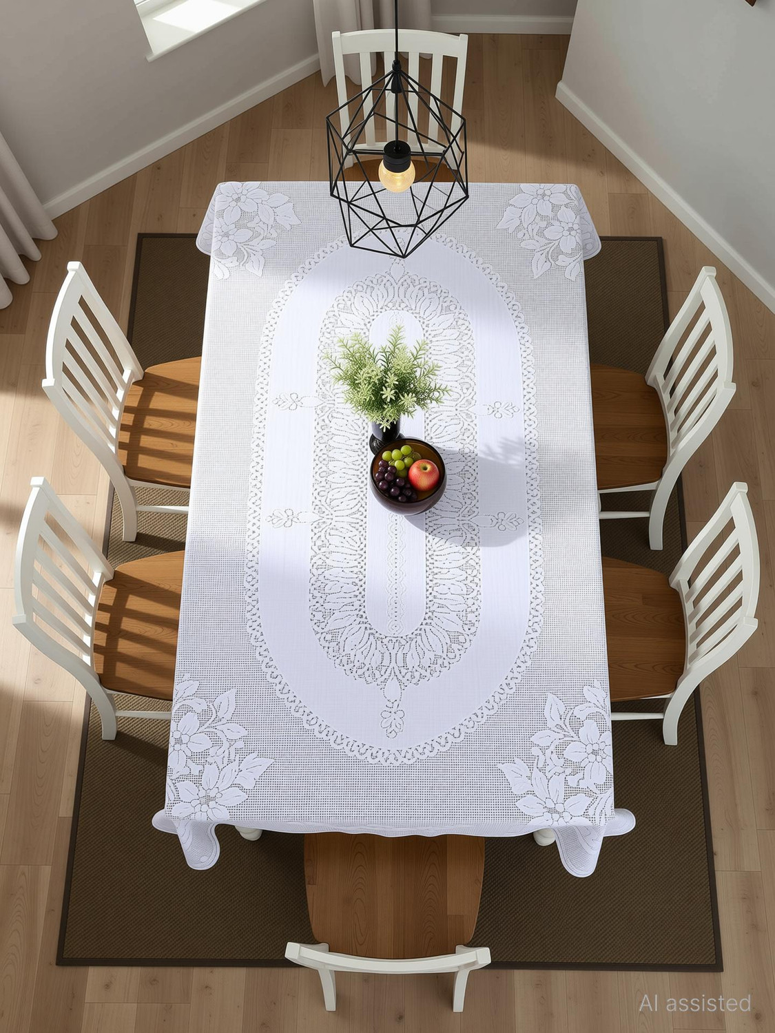 Image of EASTTARDOMM Cotton 6 Seater Floral Table Cover