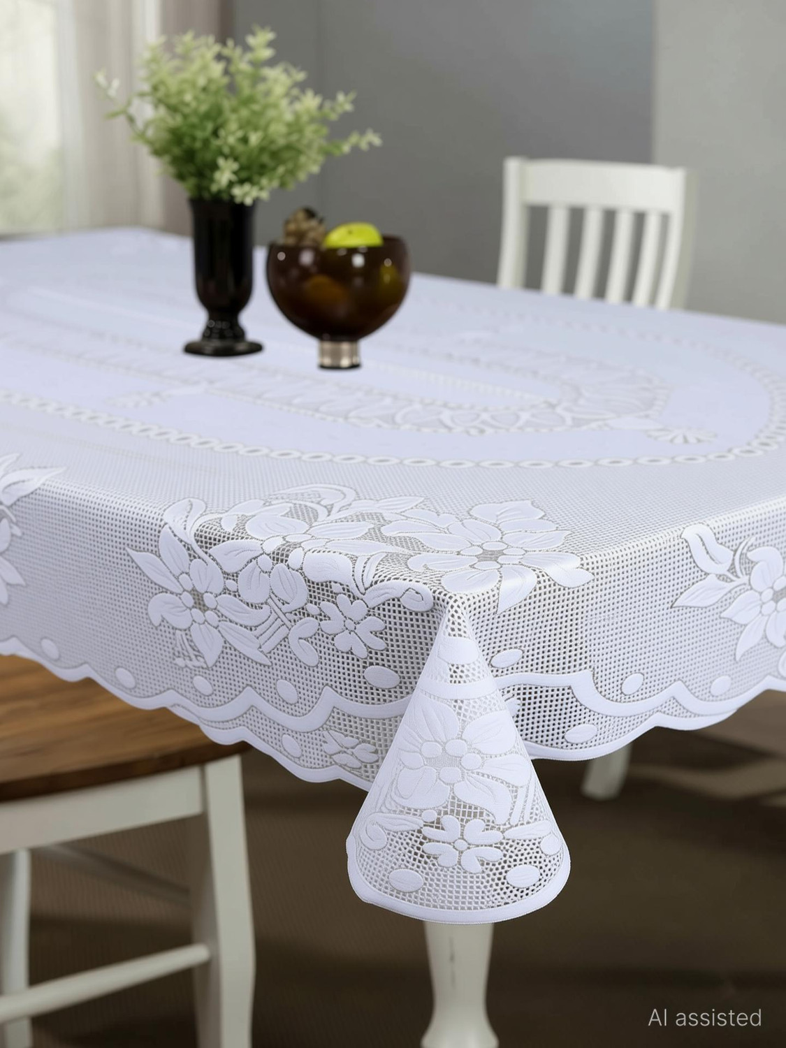 Image of EASTTARDOMM Cotton 6 Seater Floral Table Cover