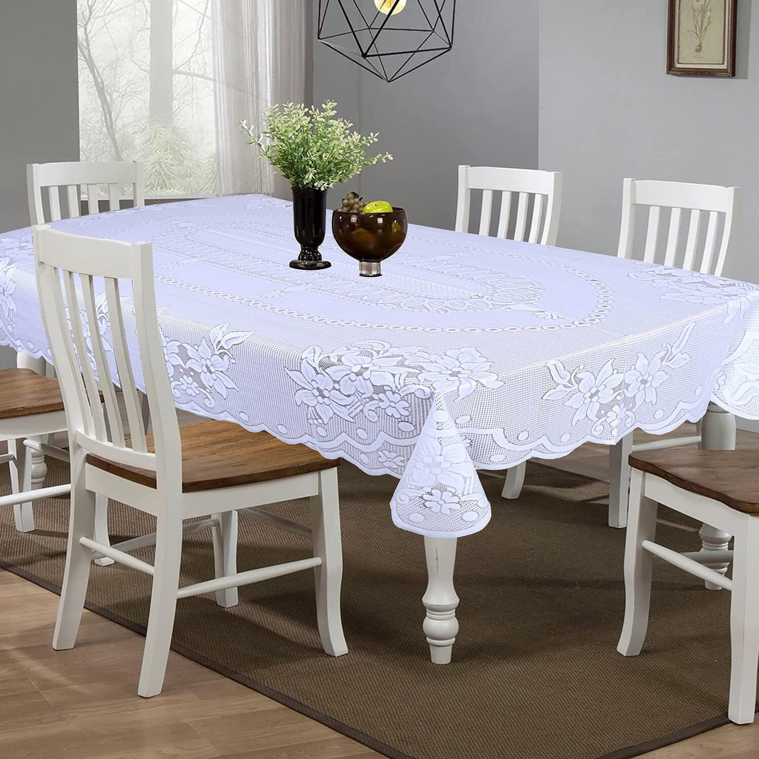 Image of EASTTARDOMM Cotton 6 Seater Floral Table Cover