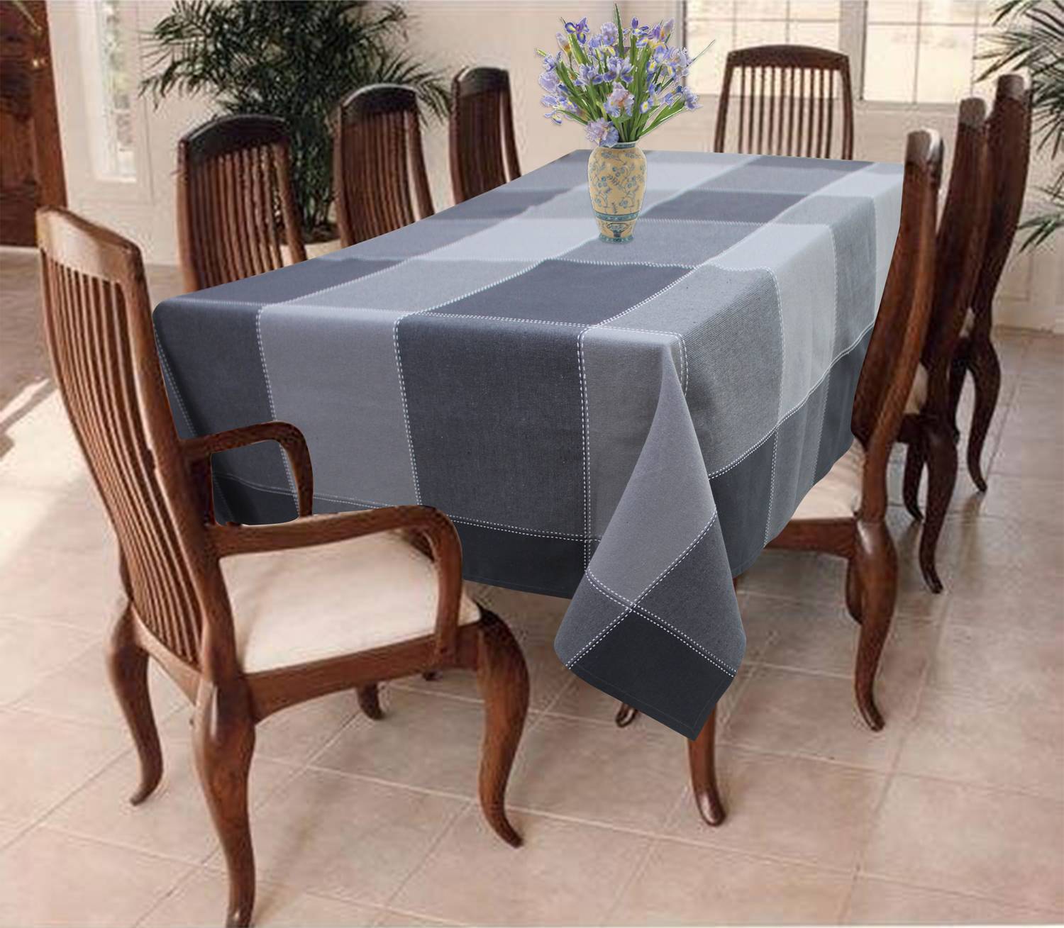 AIRWILL Cotton 8 Seater Checkered Table Cover