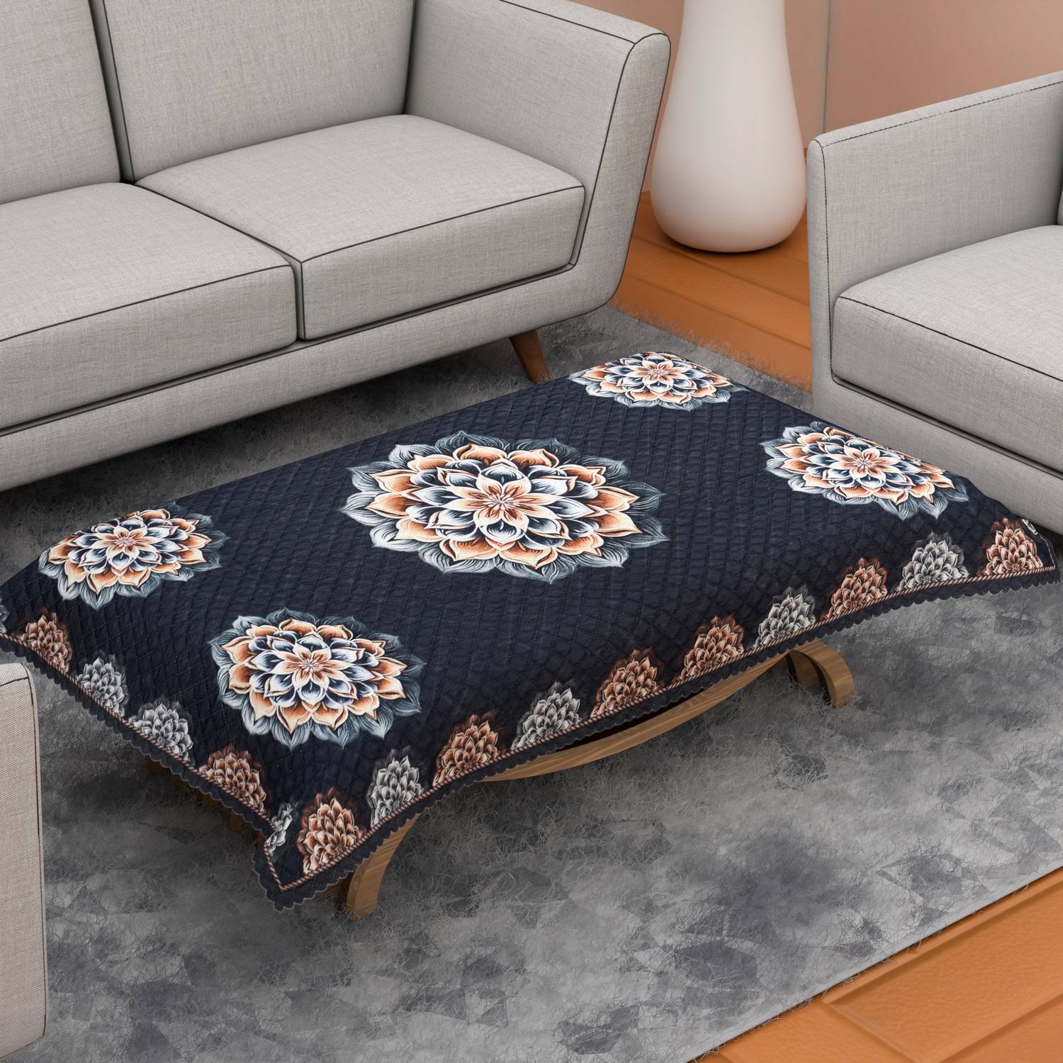 AstralAura Velvet 6 Seater Floral Table Cover
