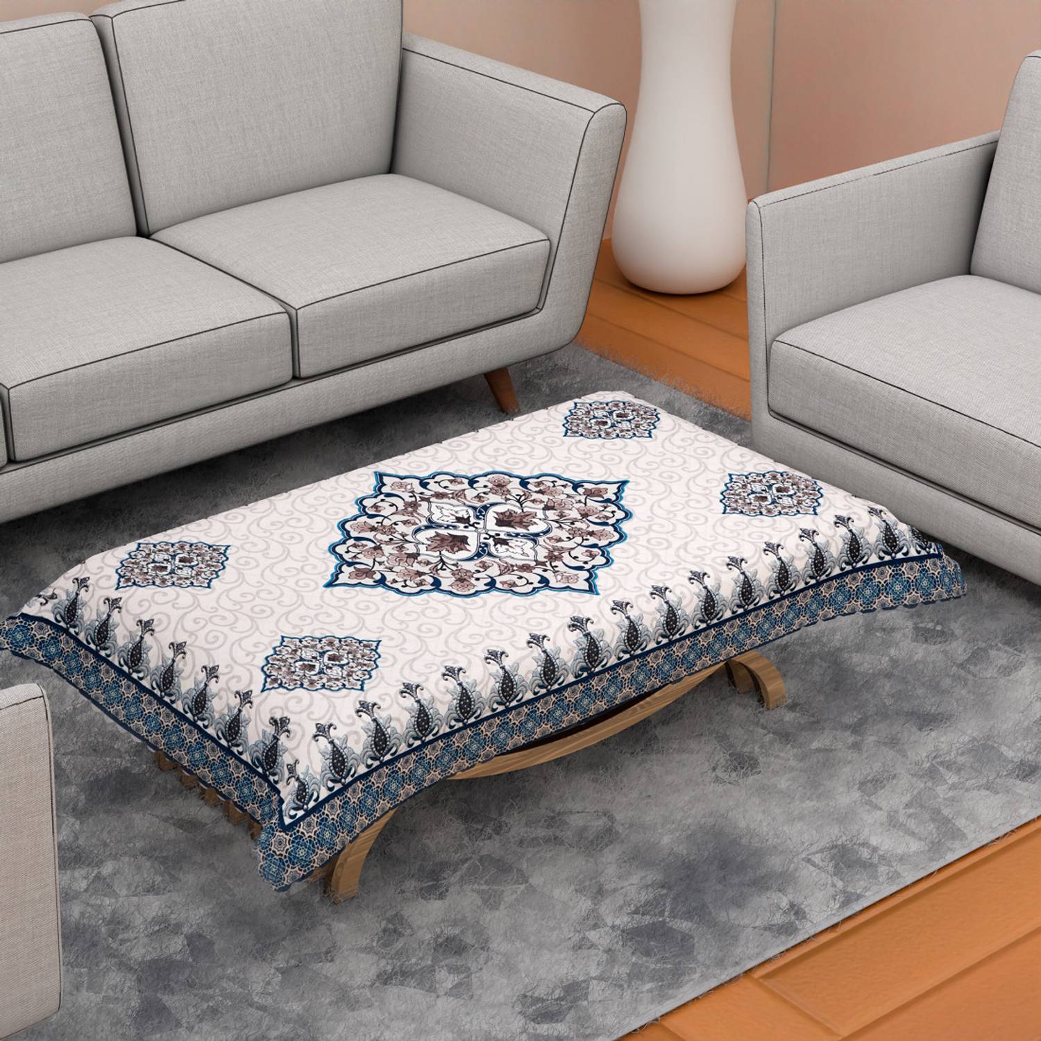 AstralAura Velvet 4 Seater Geometric Table Cover