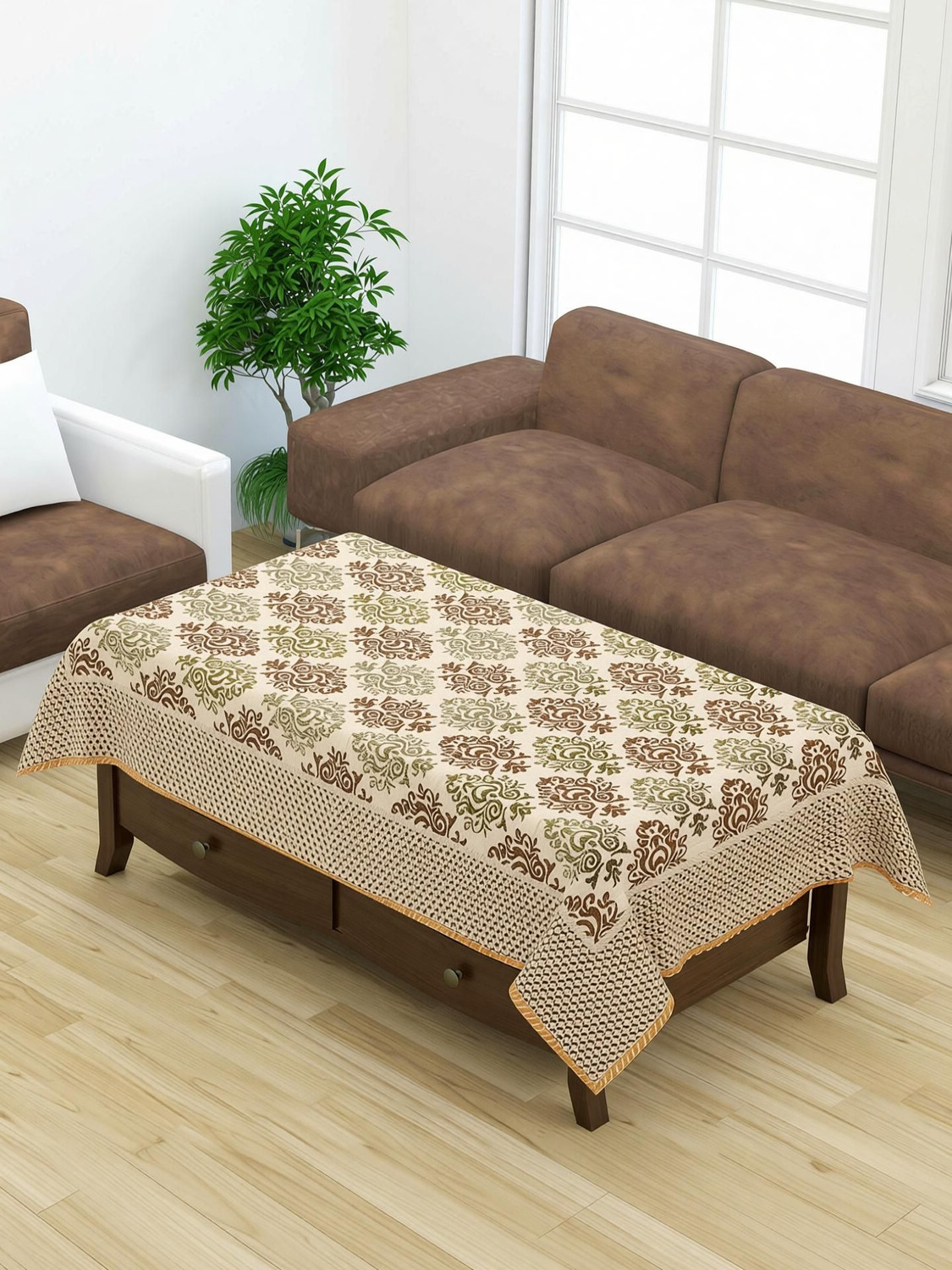 Image of Furnishing Hut Velvet 4 Seater Floral Table Cover