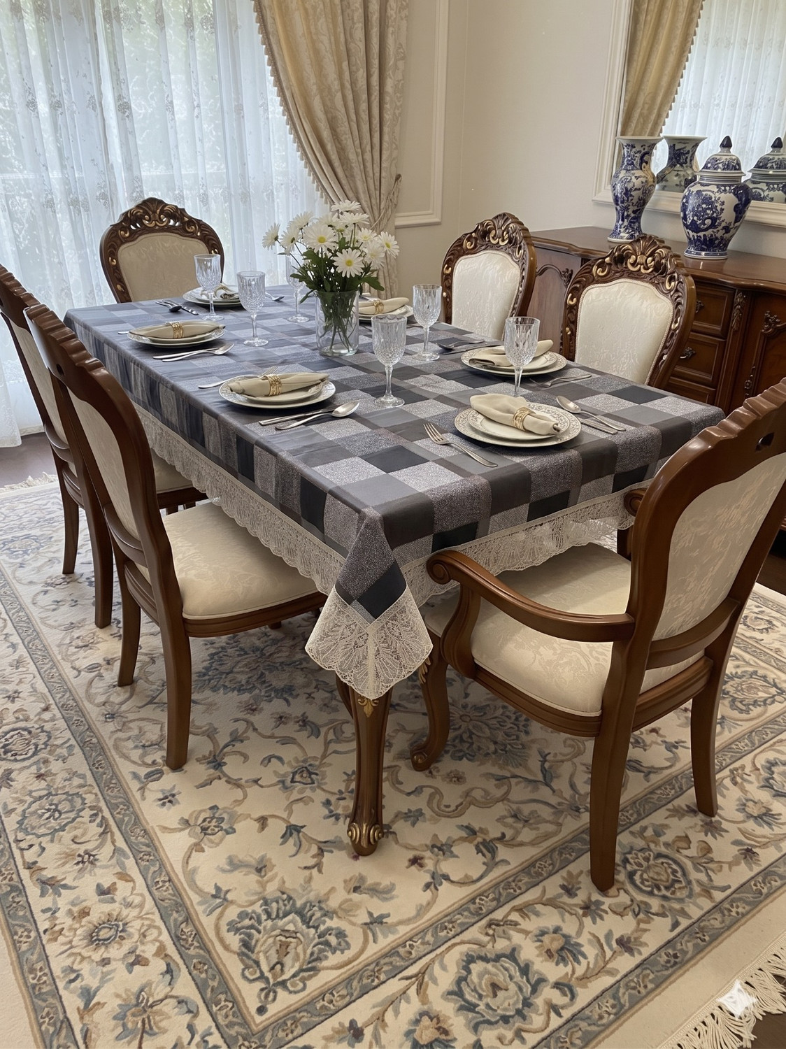 Image of lime retail PVC 6 Seater Geometric Table Cover (Multicolor)