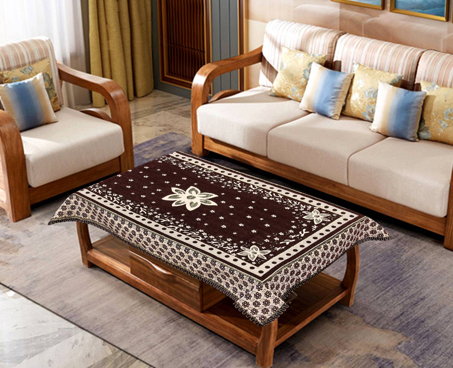 Candyhut Polyester 4 Seater Floral Table Cover