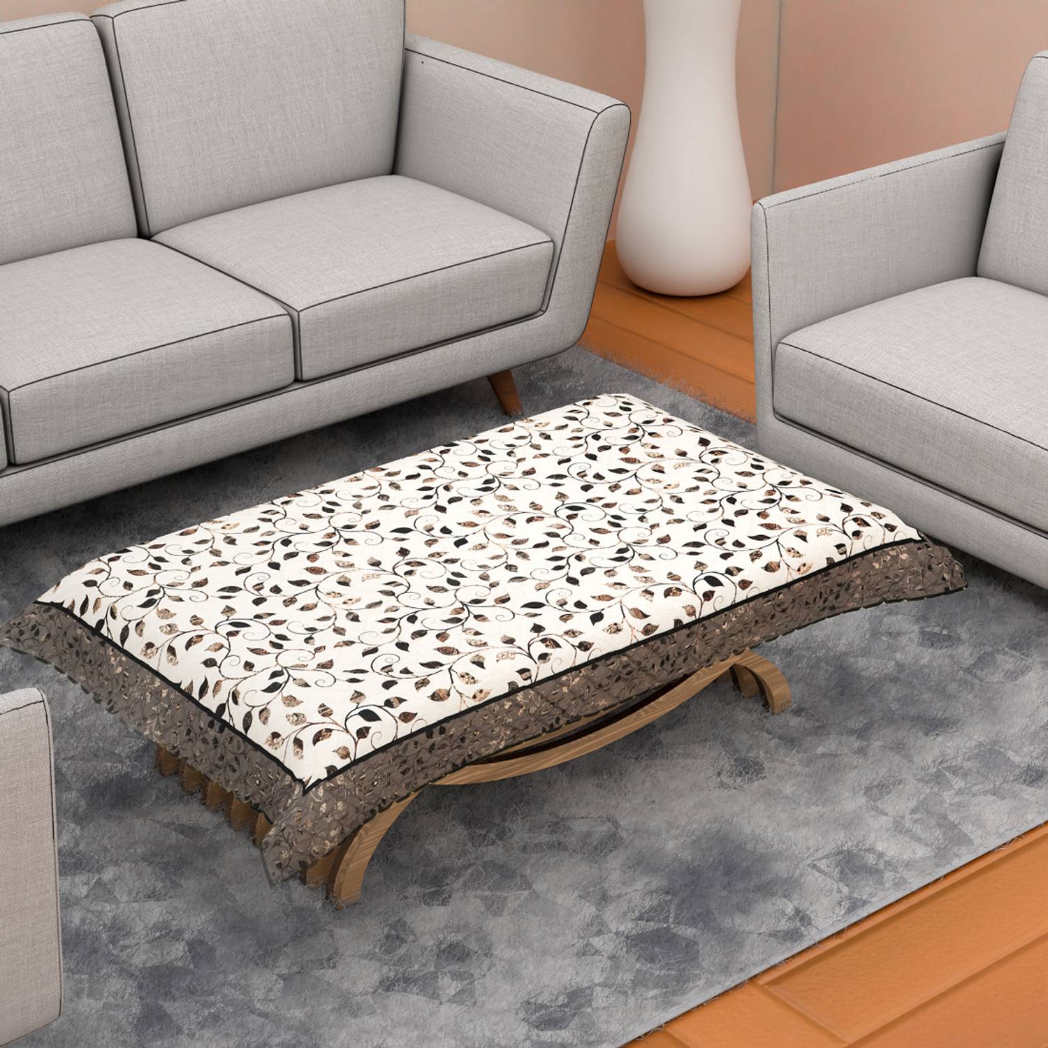 AstralAura Velvet 4 Seater Floral Table Cover
