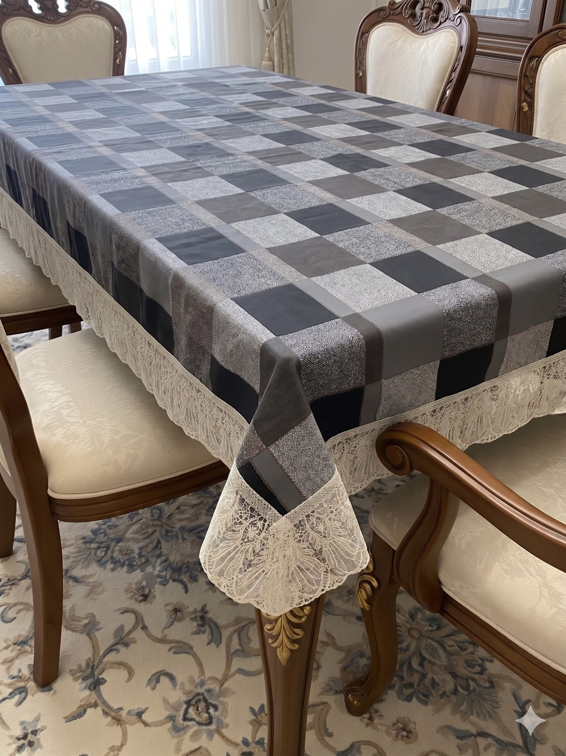 Image of lime retail PVC 6 Seater Geometric Table Cover (Multicolor)