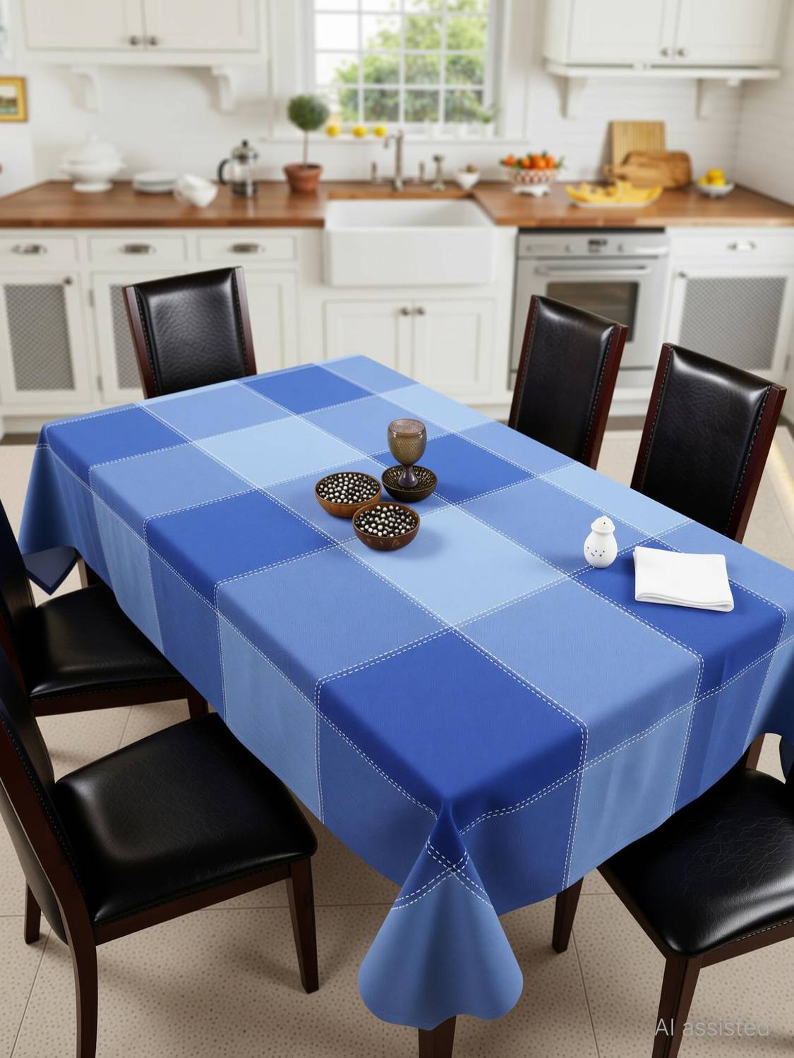 AIRWILL Cotton 6 Seater Checkered Table Cover