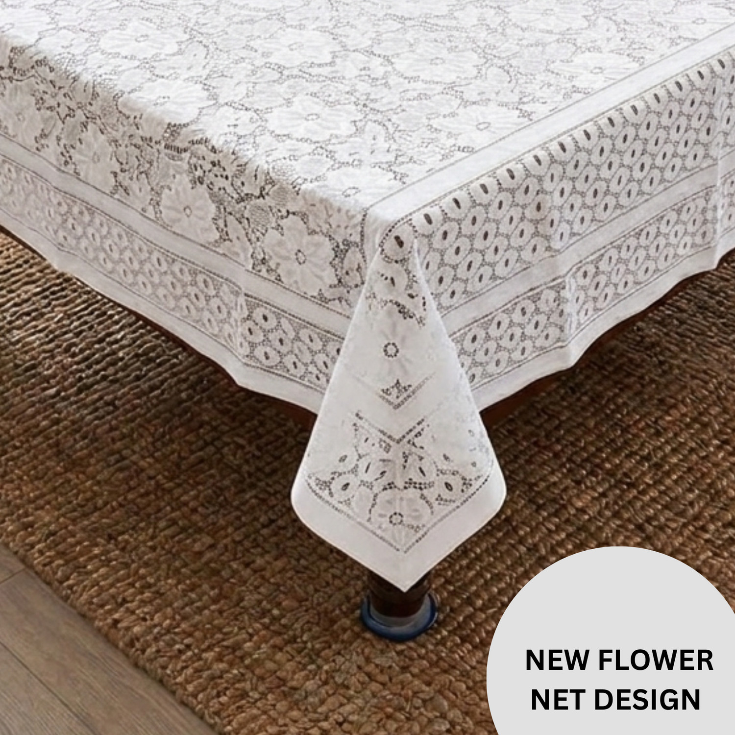 Image of kvc Cotton, Polyester, Silk 2 Seater Floral, Fleur-de-lis Table Cover