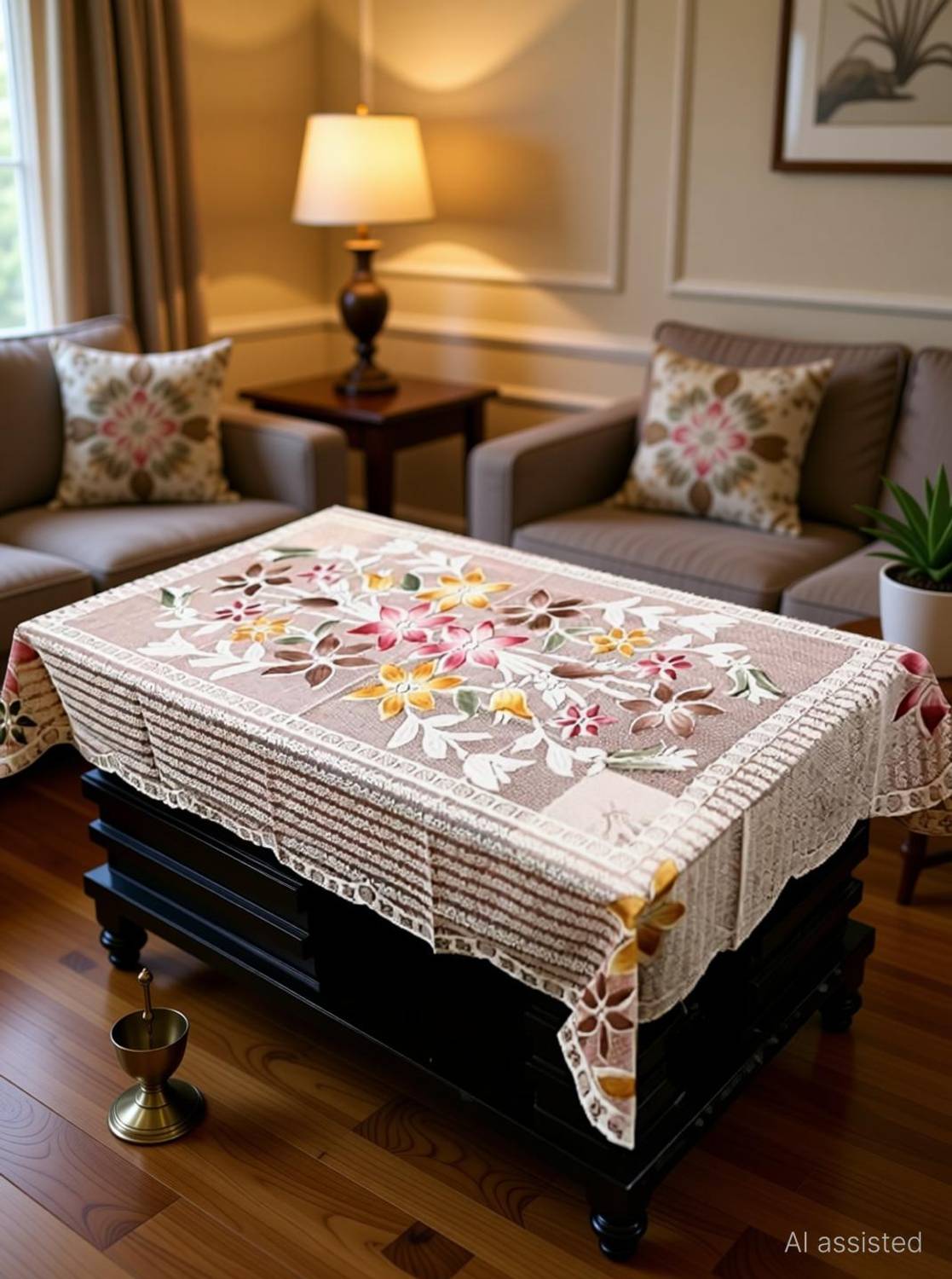 ABN Furnishing Cotton 2 Seater Floral Table Cover