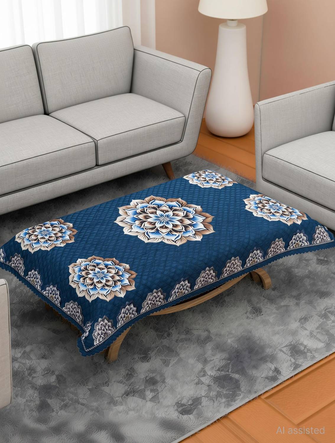 AstralAura Velvet 6 Seater Floral Table Cover