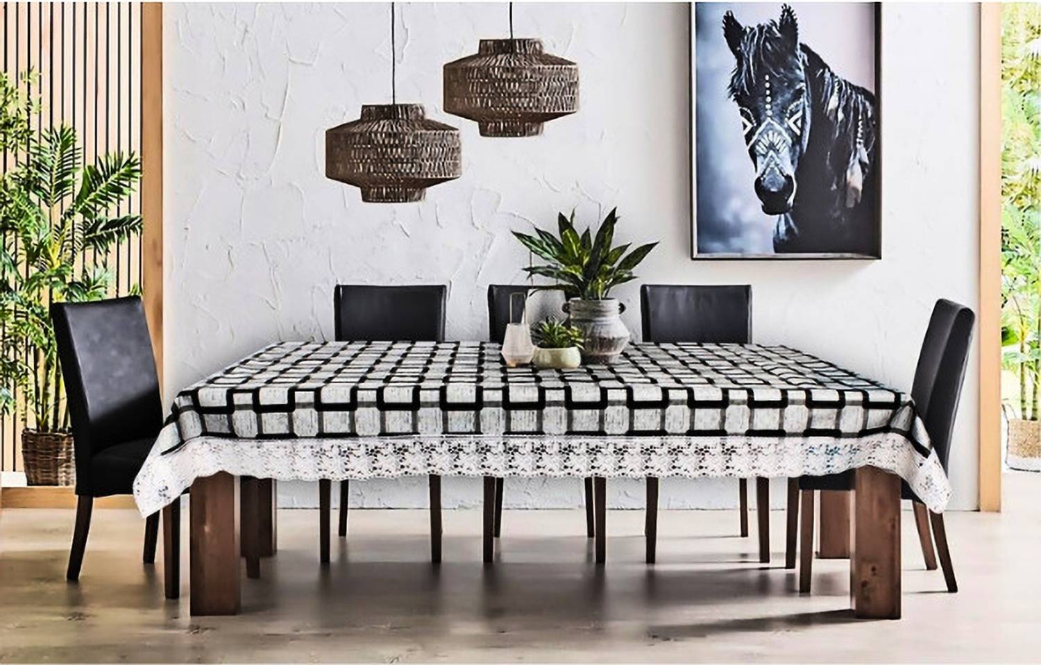 AshmakamMart PVC 4 Seater Checkered Table Cover