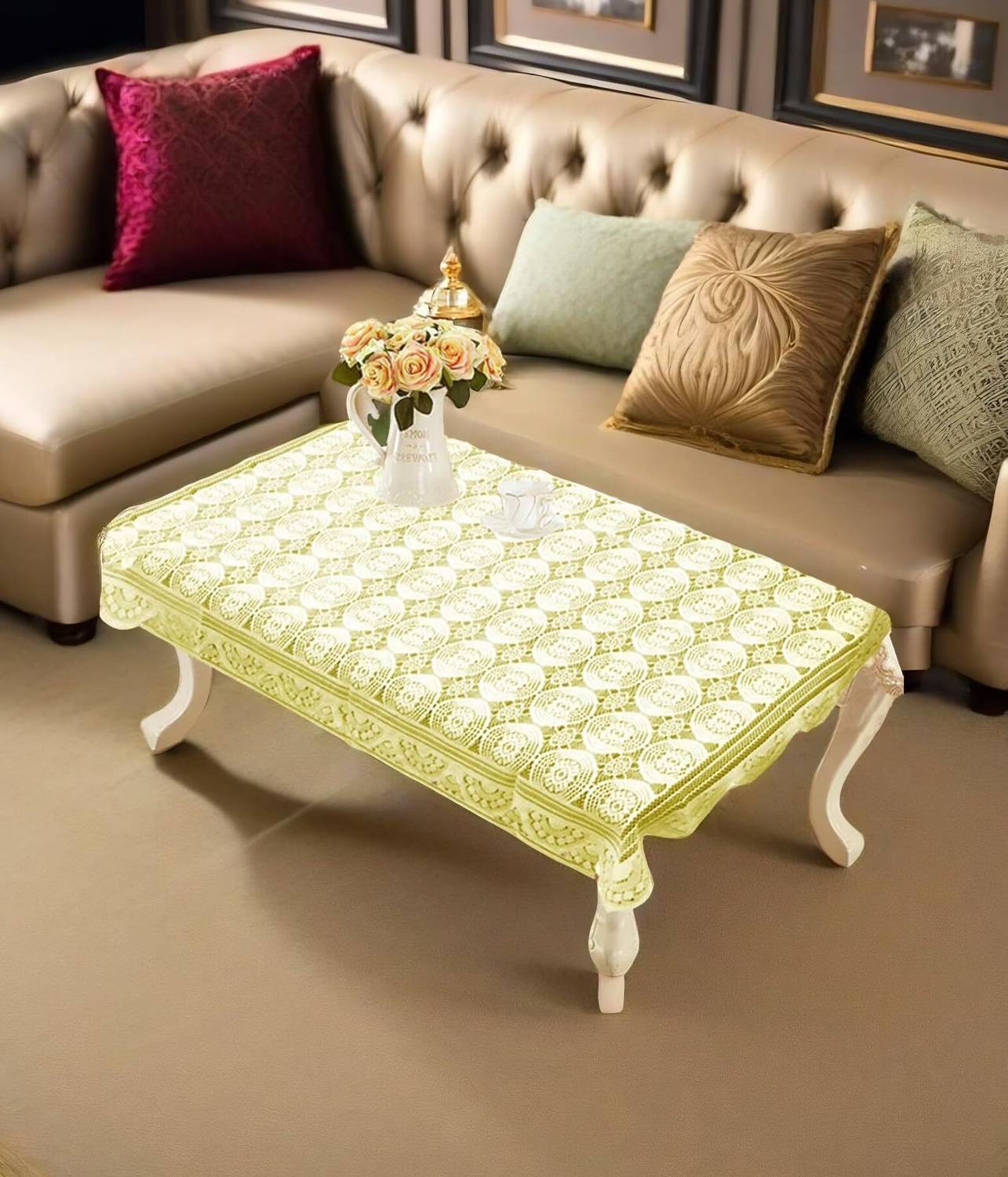 AP creation Cotton 4 Seater Self Design Table Cover