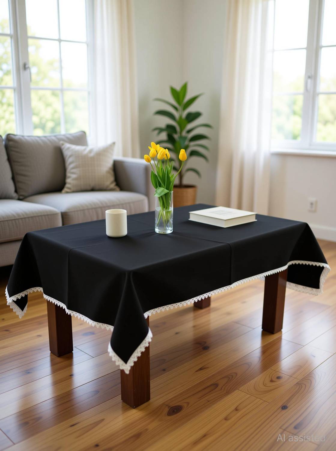 BIRDWING Cotton 4 Seater Solid Table Cover